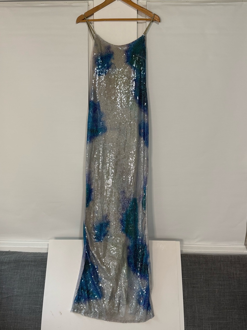 SHEIN tie-dye patterned, full-length sequin cami maxi dress  Sz S Prom Party